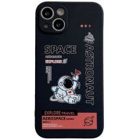 Miękki plastikowy pokrowiec astronautę dla iPhone 12 Pro - czarny