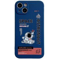 Miękki plastikowy pokrowiec astronautę dla iPhone 13 Pro - niebieskie