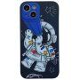 Miękki plastikowy pokrowiec astronautę z teleskopem dla iPhone 13 Pro - ciemnoniebieski