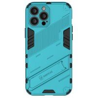 Trwałe etui ochronne ze stojakiem do iPhone 13 Pro Max - niebieskie