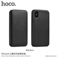 HOCO luksusowy pokrowiec flip ze skóry sztucznej dla Apple iPhone XS / iPhone X - czarny