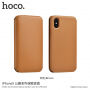 HOCO luksusowy pokrowiec flip ze skóry sztucznej dla Apple iPhone XS / iPhone X - brązowy