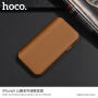 HOCO luksusowy pokrowiec flip ze skóry sztucznej dla Apple iPhone XS / iPhone X - brązowy