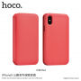 HOCO luksusowy pokrowiec flip ze skóry sztucznej dla Apple iPhone XS / iPhone X - czerwony
