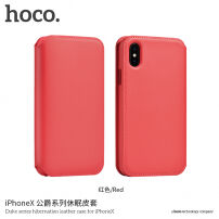 HOCO luksusowy pokrowiec flip ze skóry sztucznej dla Apple iPhone XS / iPhone X - czerwony