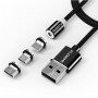 FLOVEME Round kabel magnetyczny USB-A / USB-C / Micro USB / Lightning dla iPhone / iPad / iPod / AirPods - 1 m - czarny