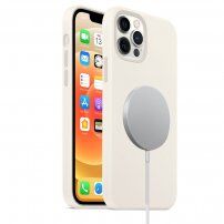 Etui silikonowe ze wsparciem ładowania Magsafe do iPhone 12 / 12 Pro - biały