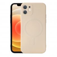 Etui silikonowe z kołem magnetycznym do iPhone 12 mini - beżowe