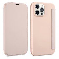 Pokrowiec portfelowy z silikonu i skóry PU do iPhone 13 - różowe