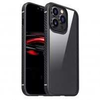 Przezroczyste etui odporne na uderzenia z teksturą karbonu do iPhone 13 Pro Max - czarny
