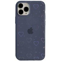 Przezroczysty pokrowiec z wymiennymi sercami dla iPhone 11 Pro - niebieskie