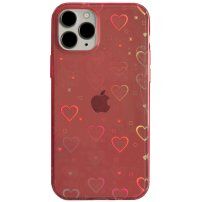 Przezroczysty pokrowiec z wymiennymi sercami dla iPhone 13 Pro Max - czerwony