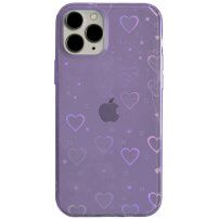 Przezroczysty pokrowiec z wymiennymi sercami dla iPhone 13 Pro - fioletowy