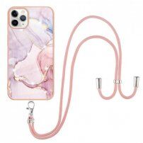 Etui marmurowe ze sznurkiem do iPhone 13 Pro - różowy