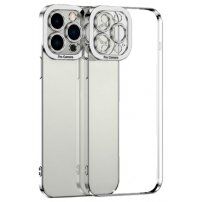 Etui przezroczyste z metalizowaną krawędzią dla iPhone 12 Pro Max - srebrny