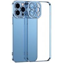 Etui przezroczyste z metalizowaną krawędzią dla iPhone 11 - niebieskie
