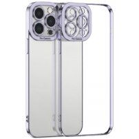 Etui przezroczyste z metalizowaną krawędzią dla iPhone 13 Pro Max - fioletowy