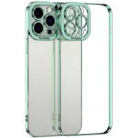 Etui przezroczyste z metalizowaną krawędzią dla iPhone 13 - zielone