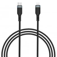 Pleciony kabel USB-C do transmisji danych i ładowania w oplocie / Lightning dla iPhone'a / iPad / iPod / AirPods - 3 m - czarny