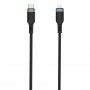 Pleciony kabel USB-C do transmisji danych i ładowania w oplocie / Lightning dla iPhone'a / iPad / iPod / AirPods - 3 m - czarny