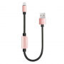BENKS USB kabel ze złączami lightning male / female do ładowania i słuchania muzyki dla Apple iPhone - 25cm - różowo-złoty