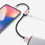 BENKS USB kabel ze złączami lightning male / female do ładowania i słuchania muzyki dla Apple iPhone - 25cm - różowo-złoty