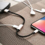 BENKS USB kabel ze złączami lightning male / female do ładowania i słuchania muzyki dla Apple iPhone - 25cm - różowo-złoty