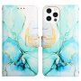 Marmurowe flip etui ze skóry PU dla iPhone 13 Pro - turkus