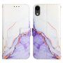 Marmurowe flip etui ze skóry PU dla iPhone XR - fioletowy