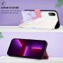 Marmurowe flip etui ze skóry PU dla iPhone XR - fioletowy