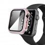 Ozdobiona kryształkami górskimi obudowa z hartowanym szkłem dla Apple Watch 40 mm - różowe