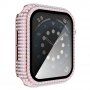 Ozdobiona kryształkami górskimi obudowa z hartowanym szkłem dla Apple Watch 40 mm - różowe