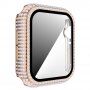 Ozdobiona kryształkami górskimi obudowa z hartowanym szkłem dla Apple Watch 40 mm - różowo-złoty