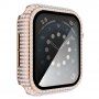 Ozdobiona kryształkami górskimi obudowa z hartowanym szkłem dla Apple Watch 40 mm - różowo-złoty