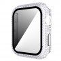 Ozdobiona kryształkami górskimi obudowa z hartowanym szkłem dla Apple Watch 40 mm - czyste