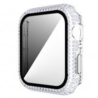 Ozdobiona kryształkami górskimi obudowa z hartowanym szkłem dla Apple Watch 40 mm - czyste