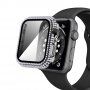 Ozdobiona kryształkami górskimi obudowa z hartowanym szkłem dla Apple Watch 40 mm - czyste