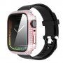 Ozdobiona kryształkami górskimi obudowa z hartowanym szkłem dla Apple Watch 45mm - różowe