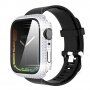 Ozdobiona kryształkami górskimi obudowa z hartowanym szkłem dla Apple Watch 45mm - srebrny