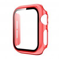 Przezroczysta obudowa z hartowanym szkłem dla Apple Watch 40 mm - czerwony