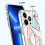 Osłona ochronna marmurowa mozaika z uchwytem dla iPhone 13 - lawenda