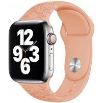 Silikonowy pasek z kwiatowym wzorem dla Apple Watch Ultra 49mm / 46mm / 45mm / 44mm / 42mm - pastelowy pomarańczowy