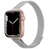 Cienki metalowy pasek Milanese pull dla Apple Watch Ultra 49 mm / 45 mm / 44 mm / 42 mm - srebrny