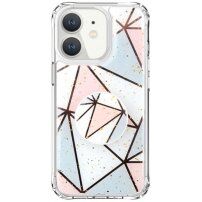 Osłona ochronna marmurowa mozaika z uchwytem dla iPhone 11 - różowo-niebieski