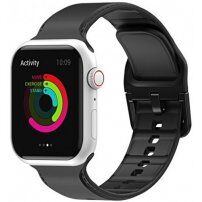 Jednokolorowy silikonowy pasek dla Apple Watch Ultra 49mm / 46mm / 45mm / 44mm / 42mm - czarny