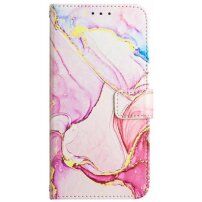 Marmurowe flip etui ze skóry PU dla iPhone 11 Pro Max - różowe