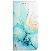 Marmurowe flip etui ze skóry PU dla iPhone 13 mini - turkus