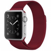 Bransoleta mediolańska metalowa dla Apple Watch Ultra 49mm / 46mm / 45mm / 44mm / 42mm - bordowe