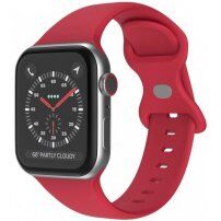 Silikonowy pasek z klamrą motylkową dla Apple Watch Ultra 49mm / 46mm / 45mm / 44mm / 42mm - karminowe
