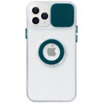Przezroczysty pokrowiec z uchwytem na palec i osłoną kamery dla iPhone 13 Pro Max - naftowy